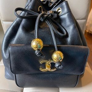 Chanel vintage caviar leather backpack with 24k gold hardware